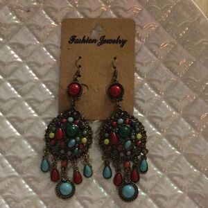 🌹NEW Bejeweled Colorful Statement Dangle Earrings Closet Must Have 🌹